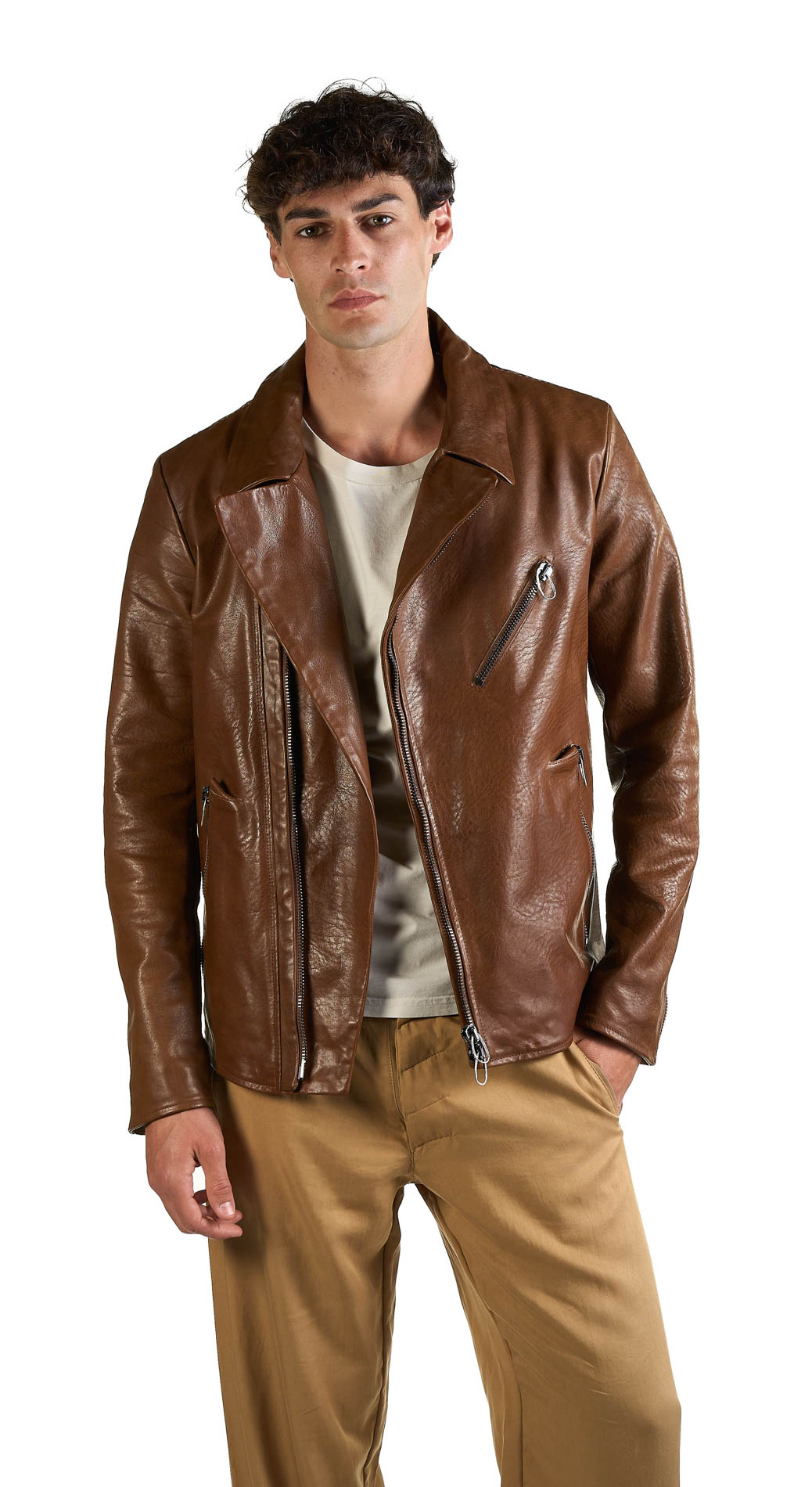 DANIELE BASTA LEATHER AND SILVER JACKET